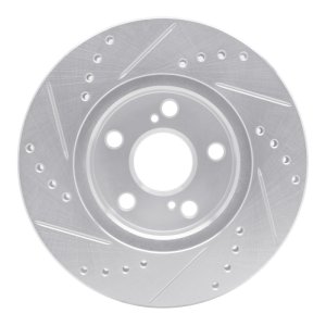 Toyota Prius Brake Rotor (1) - Front Right - R1 Concepts - Drilled & Slotted - Silver - `04-`09